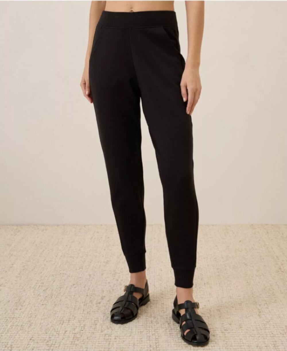 Pact Women's Small Black Airplane Organic Cotton Joggers Pants Athleisure R1-12